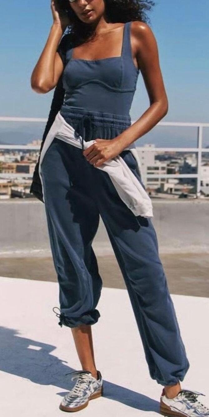 FP Movement by Free People Slate Blue Tank Jumpsuit